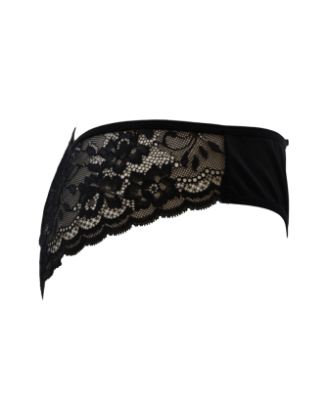 Culotte noire en dentelle avec nœud en satin 